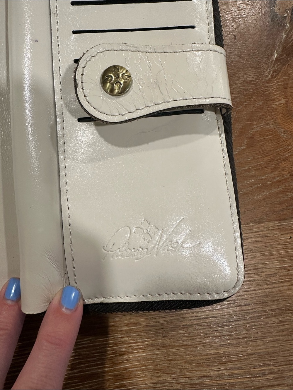 Patricia Nash White/Cream Weave Zip Around With Snap Wallet Wristlet Leather - Picture 3 of 5